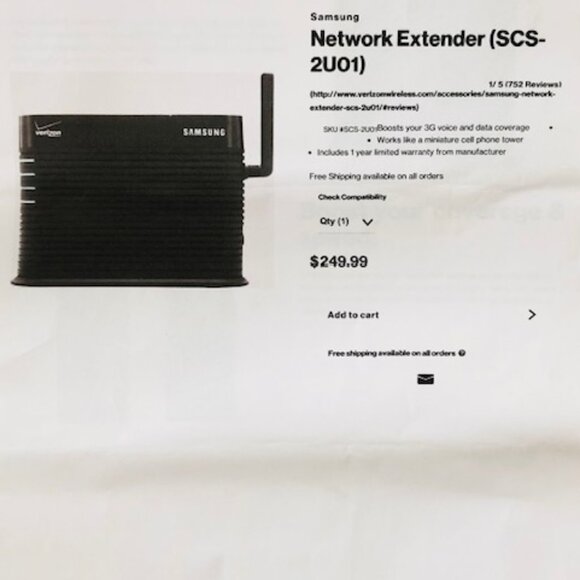 Samsung Verizon Network Extender SCS-2U01 Signal Booster - Picture 10 of 10